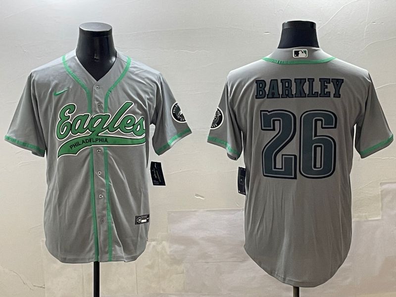 Men Philadelphia Eagles 26 Barkley Grey Jointly Name 2025 Nike Limited NFL Jersey style 9